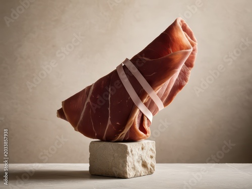 Slices of prosciutto crudo and gourmet cured meats served on a wooden board, antipasto appetizer concept
