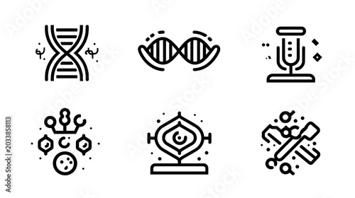 Foto Collection Of Vector Icons Representing Genetic Research And Scientific Innovati