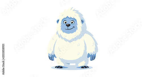Εκτύπωση καμβά Cute Cartoon Yeti Character Smiling, Abominable Snowman Illustration