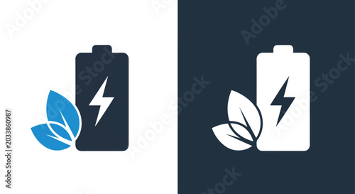 Green energy battery charge icon set: Solid vector icons - Clipart, sticker - icon set - Editable modern style icon