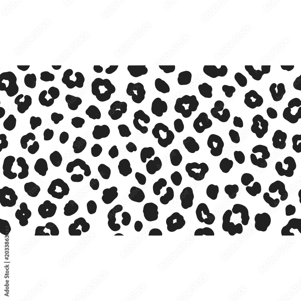 Fototapeta premium Leopard Print Pattern: Black Spots on White Background, Animal Skin Texture
