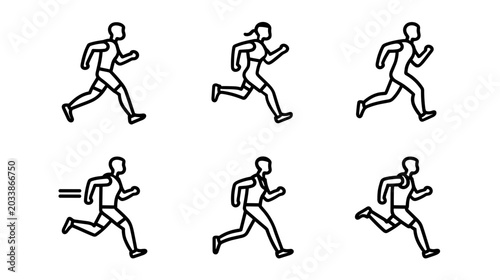 Canvas Print Dynamic Running Animation Sequence of Male and Female Athletes in Various Poses