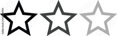 Bild auf Leinwand Outlined star icons in gradient black to gray tones with varying line thickness