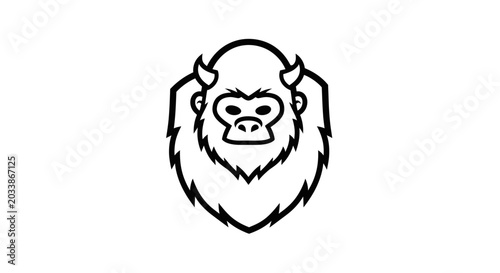 Photography Stylized Gorilla Head Icon, Minimalist Outline Vector Art