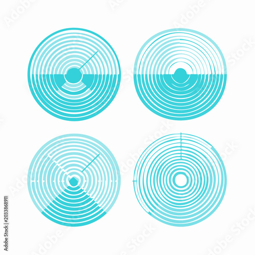 Abstract Circular Geometric Patterns in Teal
