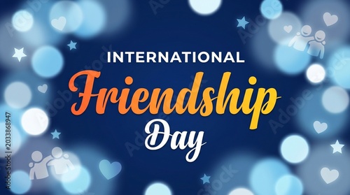International friendship day celebration background with bokeh lights