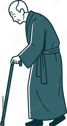 Elderly man using a cane for support Chinese Teachers’ Day 