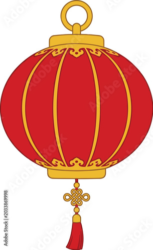 Traditional red chinese lantern with golden accents and tassel illustration Teachers’ Day 