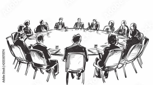 Canvastavla Group of Business Professionals Engaged in Strategic Discussion Around a Roundta