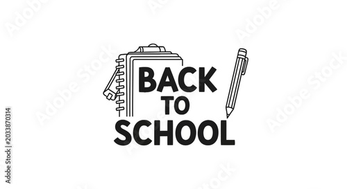 Fotografie Back to school text with icons.