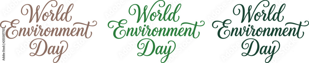 Fototapeta premium World environment day typography green script text on white background