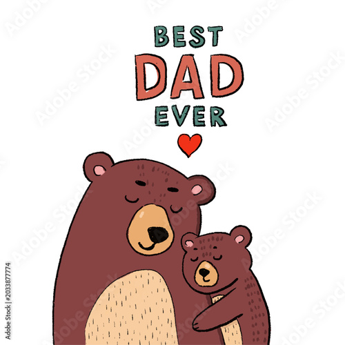 Cute cartoon bears embracing with 