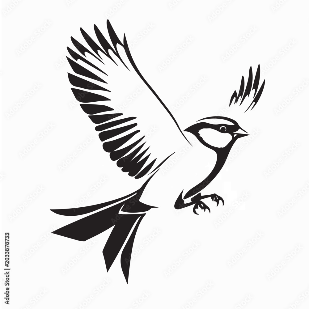 Fototapeta premium Goldfinch Bird Spreading Beautiful Wings Logo Vector Design
