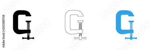 Photography Clamp letter g icon set with different colors isolated on transparent background