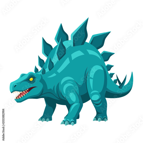 Photography Teal Stegosaurus Dinosaur Cartoon Illustration Isolated on White