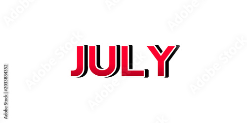 July month text illustrations on transparent background
