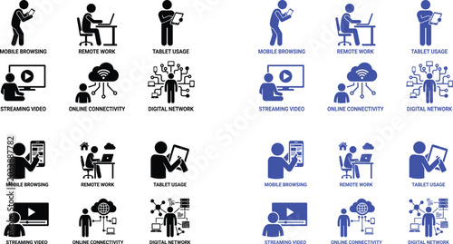 Fotografie Digital connectivity and remote work icons
