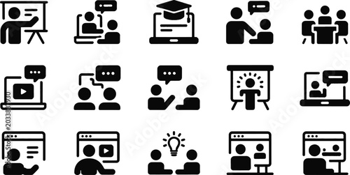 Bild auf Leinwand Collection of flat design education and technology icons isolated on transparent