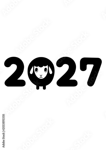 Foto 2027　太丸文字　正面向きの羊　黒