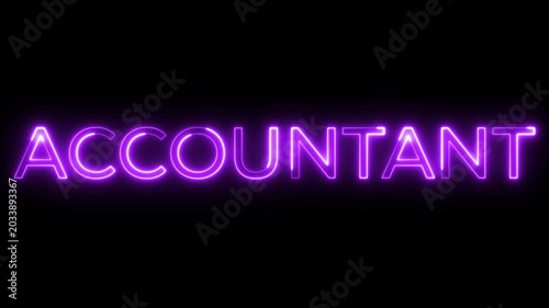 Purple Neon Accountant Sign Glowing on Black Background