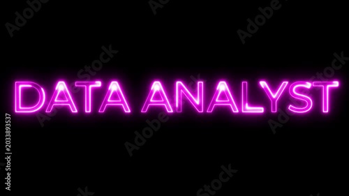 Pink Neon Data Analyst Text Motion Graphic on Black