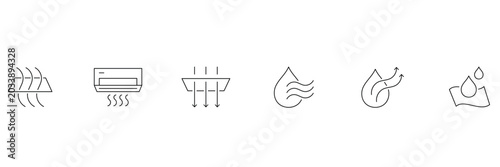 Foto Air conditioning and ventilation line icon set vector illustration
