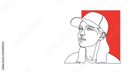Foto Illustration of a woman wearing a baseball cap in 2D CAD Vector style