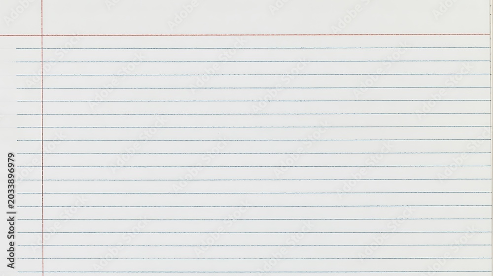 Fototapeta premium Lined paper, notebook sheet, blank page, white background