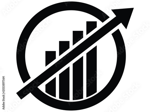 Bar chart growth icon with a diagonal strikethrough line