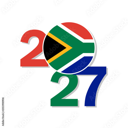 South Africa flag icon. Circle flag of South Africa. Vector illustration of the New Year icon for South Africa in 2027. Happy New Year!