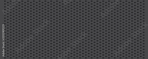 Foto Dark gray perforated metal pattern, matte industrial texture.