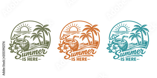 Fotografie Summer vacation tropical beach logos