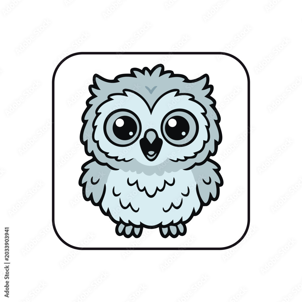 Obraz premium Cute Cartoon Owl Illustration - Adorable Baby Bird Character