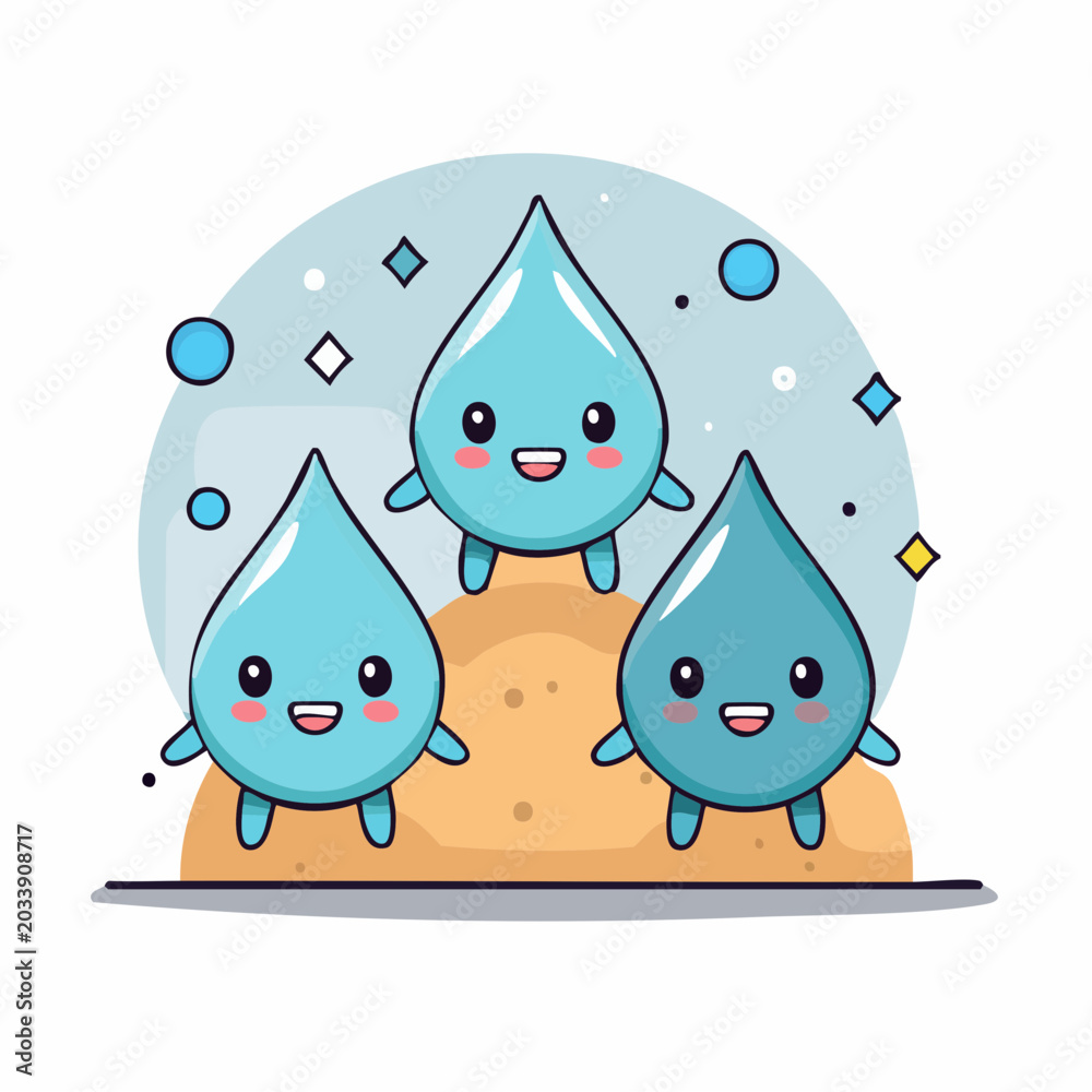 Fototapeta premium Cute Water Droplet Characters