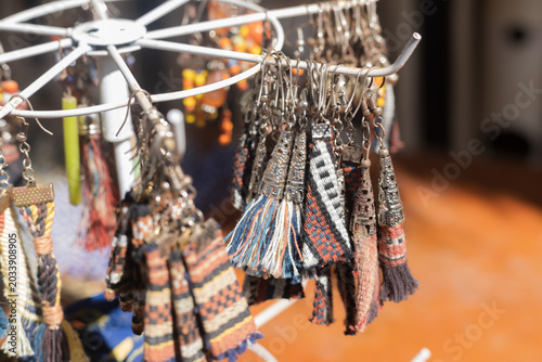 Tableau sur toile Keychain handicrafts made primarily from Sumba woven  fabric are growing in numb