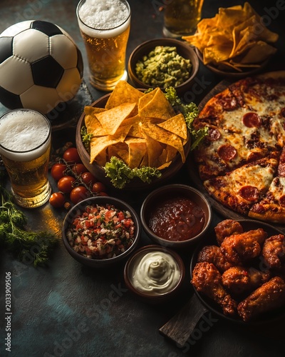 Fans enjoy food and drinks during world cup soccer event