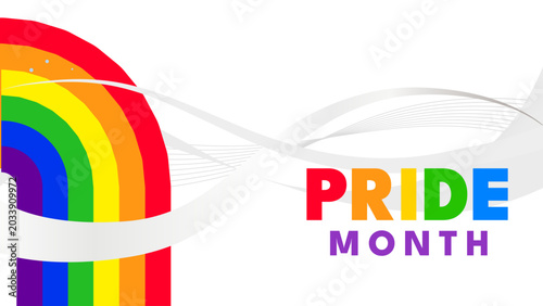 Pride month banner with rainbow -  vector illustration