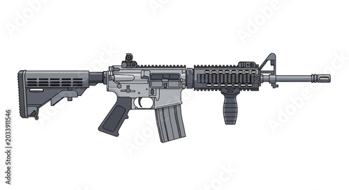 Photos Modern Assault Rifle Vector Illustration | Tactical Military Weapon Design