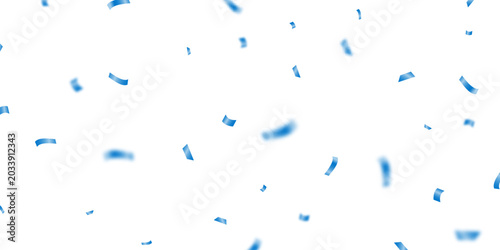 The background is adorned with blue confetti, perfect for celebrations. A beautiful festive decoration vector illustration.