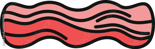 Foto Bacon strip drawing for breakfast or culinary designs