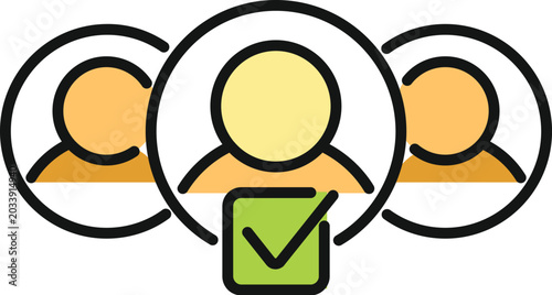 Foto Group of user profile icons, with one selected by a green checkmark