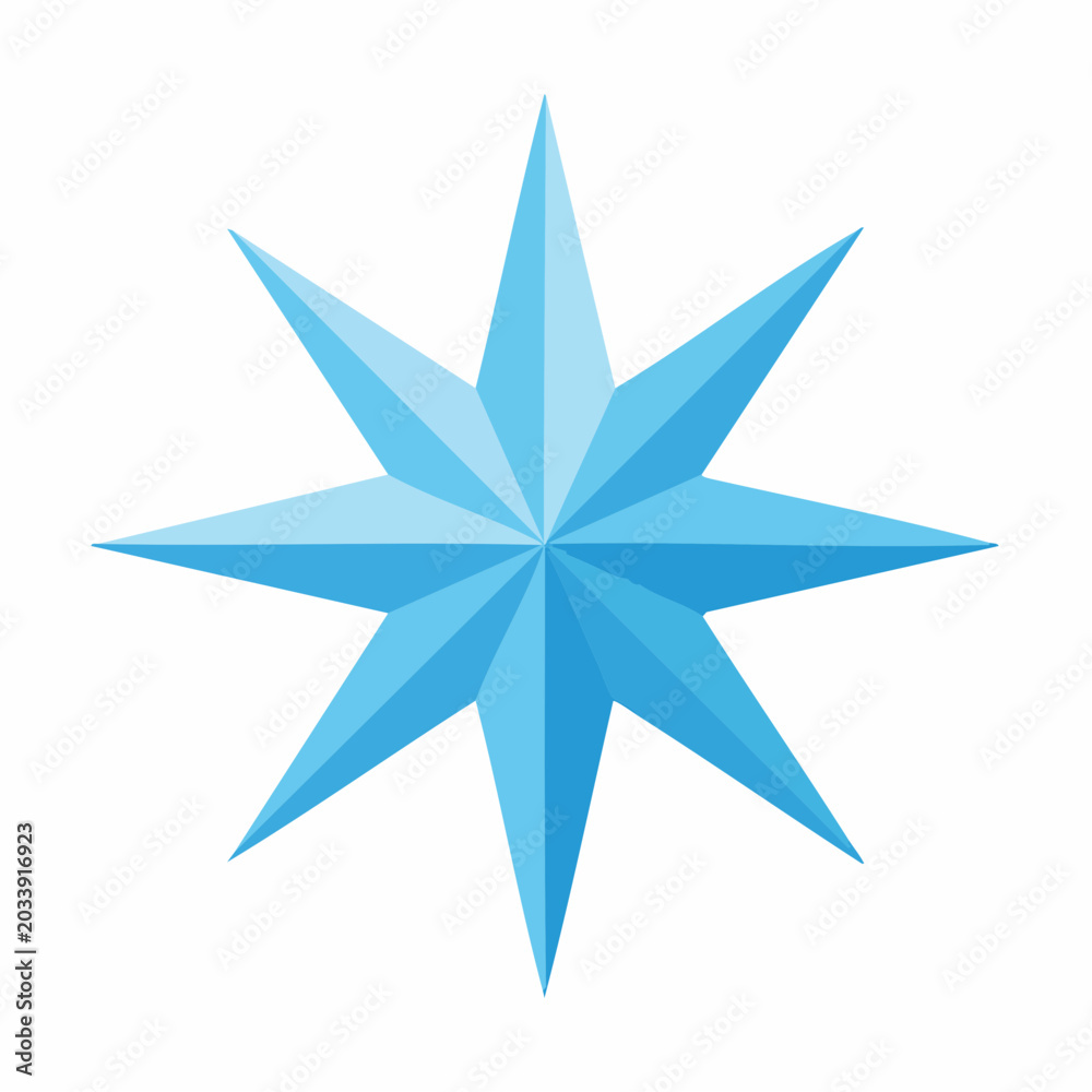 Fototapeta premium Blue Star Compass Rose Icon