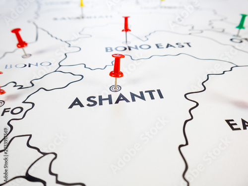 Bilde på lerret A high-angle macro shot of a white political map of Ghana