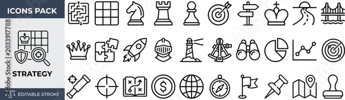 Foto Strategy and Business Planning outline icon set