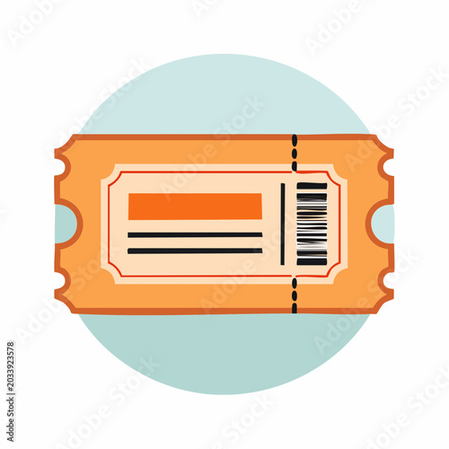 Orange Ticket with Barcode and Perforated Edge