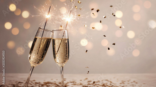Celebratory Champagne Toast with Sparklers