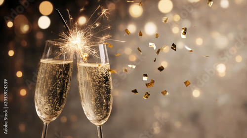 Celebratory Champagne Toast with Sparkler