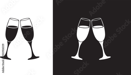 champagne glasses icon, thin line symbol, editable stroke eps 10 vector 