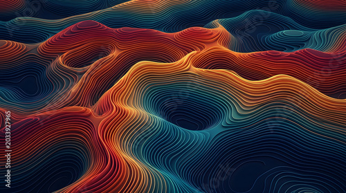 Textured abstract landscape with glowing particles digital art abstract