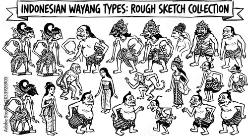 Photography Indonesian Wayang Types Rough Sketch Collection - Traditional Puppetry and Folkl